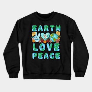Earth Love Peace Retro Art 2 Crewneck Sweatshirt